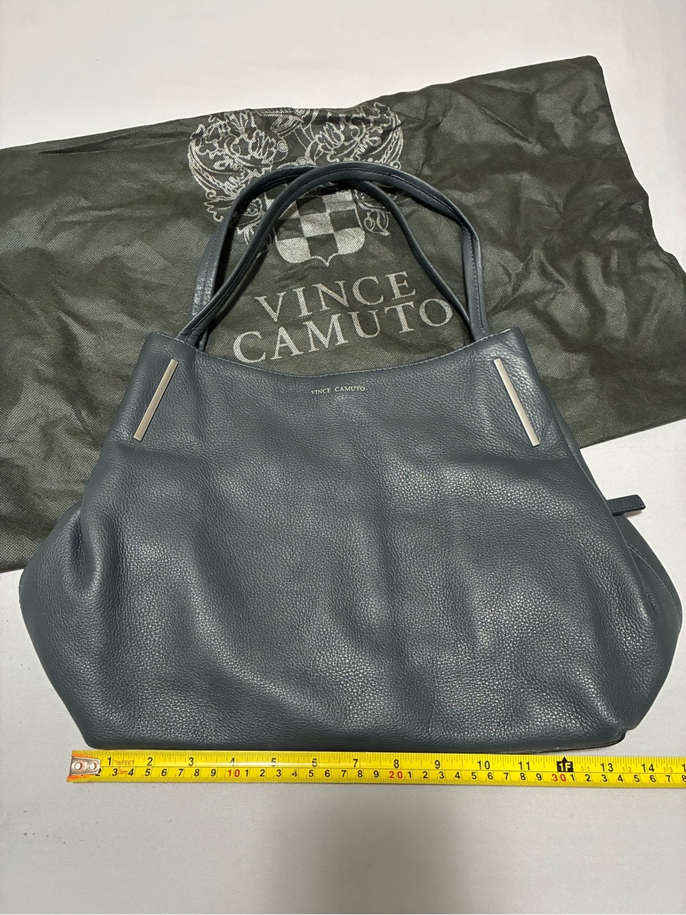 Vince Camuto Slate Blue Pebbled Leather Tote